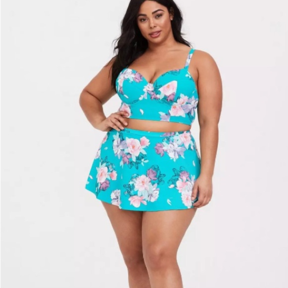 Floral Blue Two-Piece Swimsuit